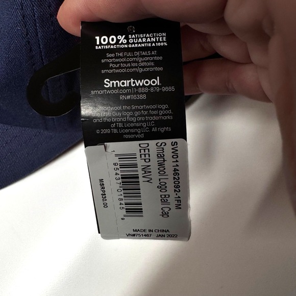 Smartwool NWT Deep Navy Logo 100% Cotton Ball Cap Hat - Picture 8 of 9